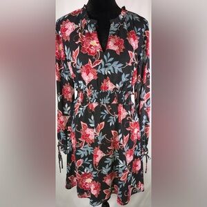 LOFT  floral midi dress long sleeve size 4